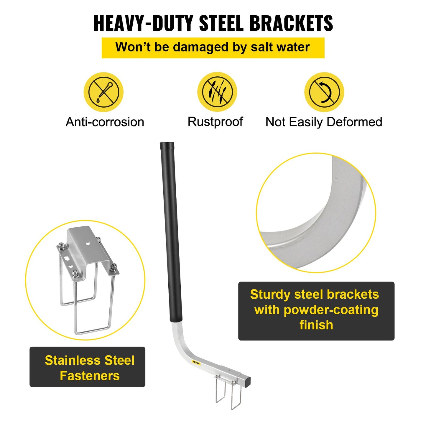 Boat Trailer Guide-ons, 40\", 2PCS Rustproof Galvanized Steel Trailer Guide ons, Trailer Guides with Black PVC Pipes, Mounting Parts Included, for Ski Boat, Fishing Boat or Sailboat Trailer