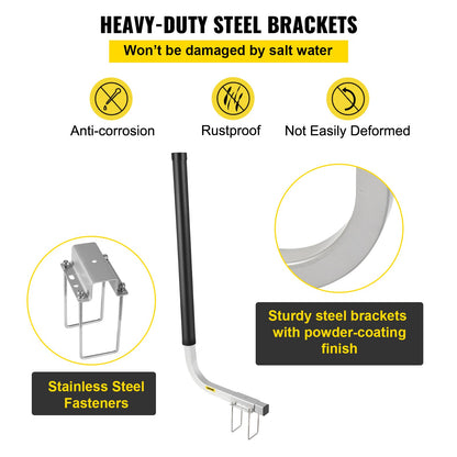 Boat Trailer Guide-ons, 40\", 2PCS Rustproof Galvanized Steel Trailer Guide ons, Trailer Guides with Black PVC Pipes, Mounting Parts Included, for Ski Boat, Fishing Boat or Sailboat Trailer