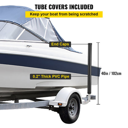 Boat Trailer Guide-ons, 40\", 2PCS Rustproof Galvanized Steel Trailer Guide ons, Trailer Guides with Black PVC Pipes, Mounting Parts Included, for Ski Boat, Fishing Boat or Sailboat Trailer