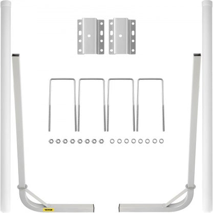 Boat Trailer Guide-on, 60\", 2PCS Steel Trailer Post Guide ons, with White PVC Tube Covers, Complete Mounting Accessories Included, for Ski Boat, Fishing Boat or Sailboat Trailer