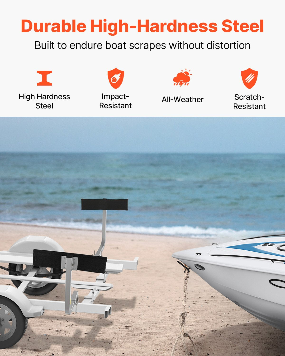 Marine Trailer Assistant, 27.6” Flexibly Adjustable Bunk Guide-Ons, Pair of Durable Steel Support Poles, Robust Roller Guide, Suitable for Ski Boats, Fishing Boats, or Sailboats 20