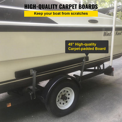 Boat Trailer Guide-ons, 2 PCS Rustproof Steel Trailer Guide ons, Trailer Guides with Carpet-Padded Boards, Mounting Parts Included, for Ski Boat, Fishing Boat or Sailboat Trailer
