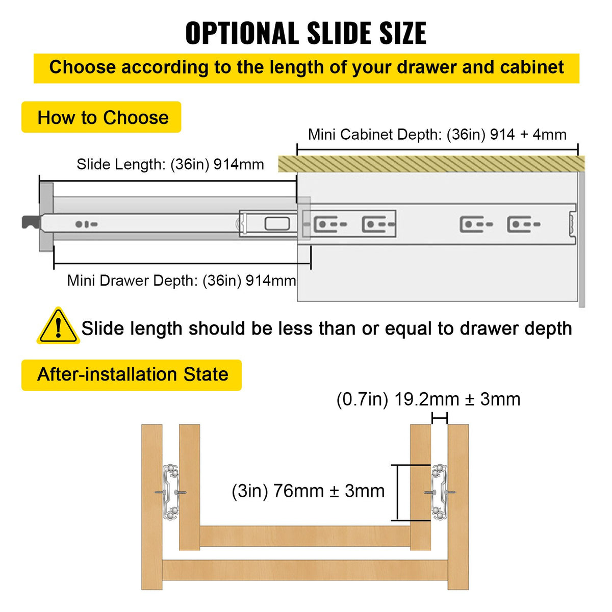 Heavy Duty Drawer Slides 2PCS Drawer Slides 36" Locking Drawer Slides 250LBS Capacity Heavy Duty Slides Three Section Full Extension Drawer Slide Cold-Rolled Steel Industrial Drawer Slides