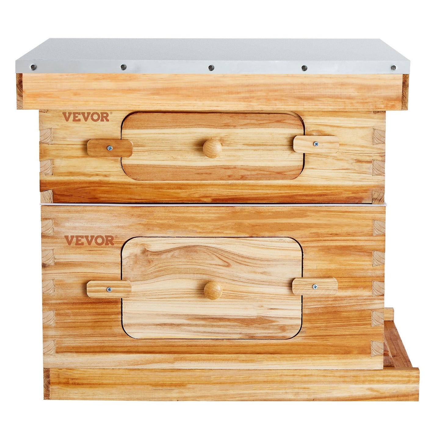 Bee Hive 20 Frame Bee Hives Starter Kit, Beeswax Coated Cedar Wood, 1 Deep + 1 Medium Bee Boxes Langstroth Beehive Kit, Clear Acrylic Windows with Foundation for Beginners Pro Beekeepers