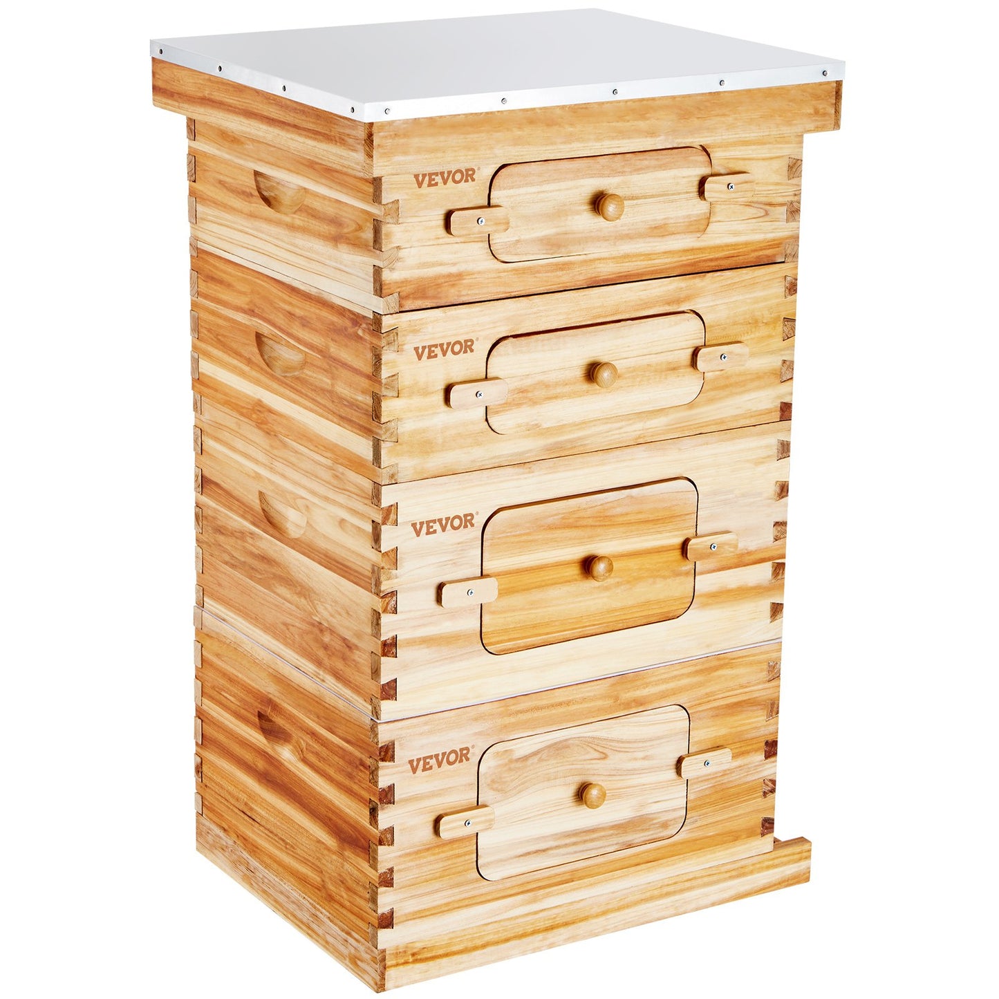 Bee Hive 40 Frame Bee Hives Starter Kit, Beeswax Coated Cedar Wood, 2 Deep + 2 Medium Bee Boxes Langstroth Beehive Kit, Clear Acrylic Windows with Foundation for Beginners Pro Beekeepers