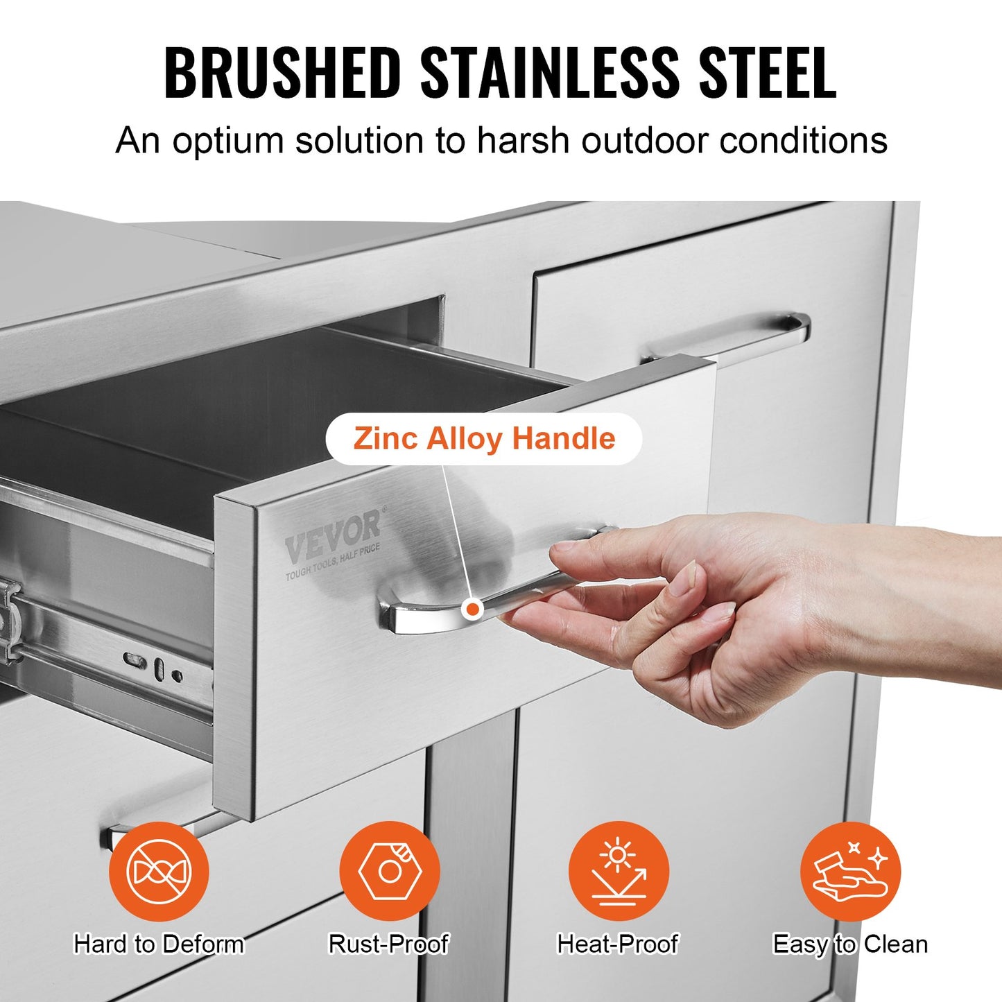 Outdoor Kitchen Door Drawer Combo 29.5" W x 22.6" H x 21.7''D, Access Door/Triple Drawers with Propane Drawer and Adjustable Garbage Ring, Perfect for BBQ Island Patio Grill Station