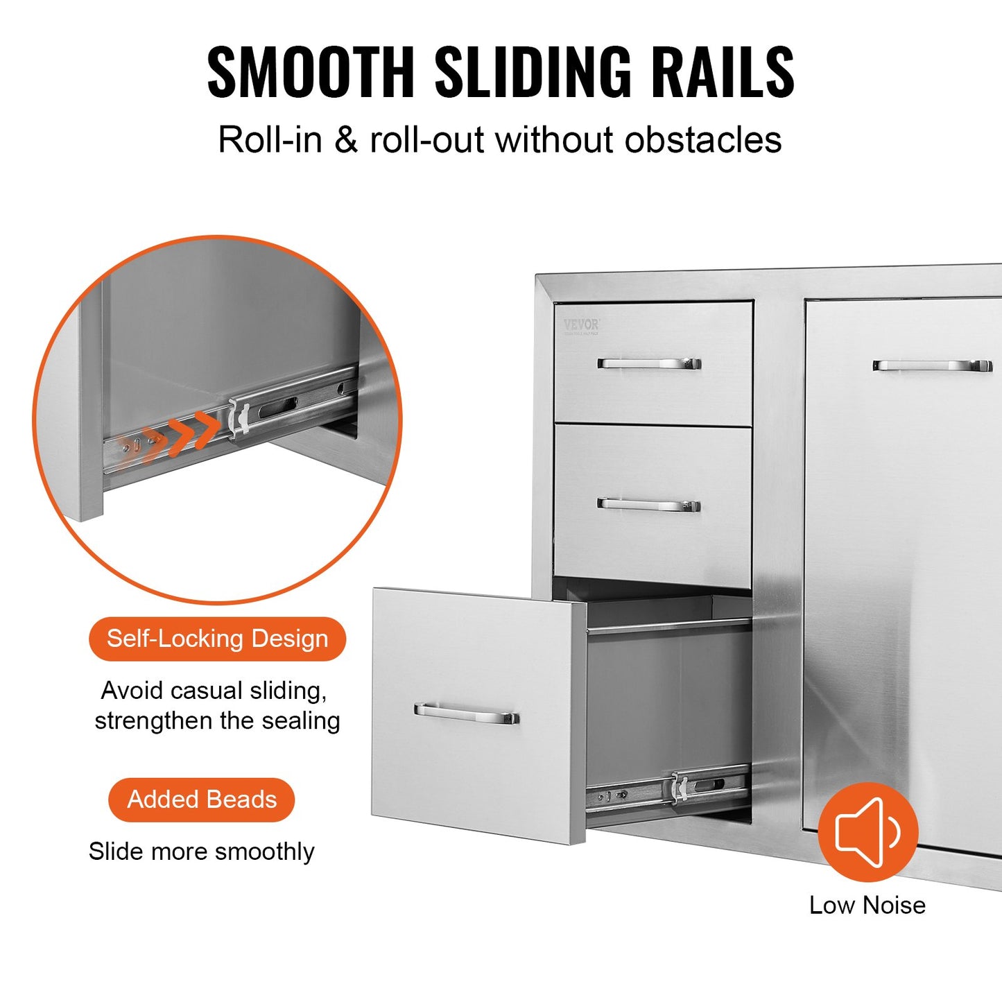 Outdoor Kitchen Door Drawer Combo 29.5" W x 22.6" H x 21.7''D, Access Door/Triple Drawers with Propane Drawer and Adjustable Garbage Ring, Perfect for BBQ Island Patio Grill Station