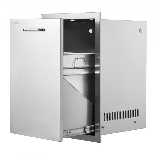 Outdoor Kitchen Propane Tank Drawer 16Wx24.4Hx16D Inch Stainless Steel Pull Out Trash Drawer with Handle for Outdoor Kitchen BBQ Island