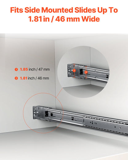 Drawer Slides Brackets, 10 Pairs Drawer Rails for 100 LBS Side Mount Ball Bearing Rail, Heavy Duty Cabinet Drawer Bracket for Dresser Drawer Track Runners, Kitchen Replacement Part for DIY
