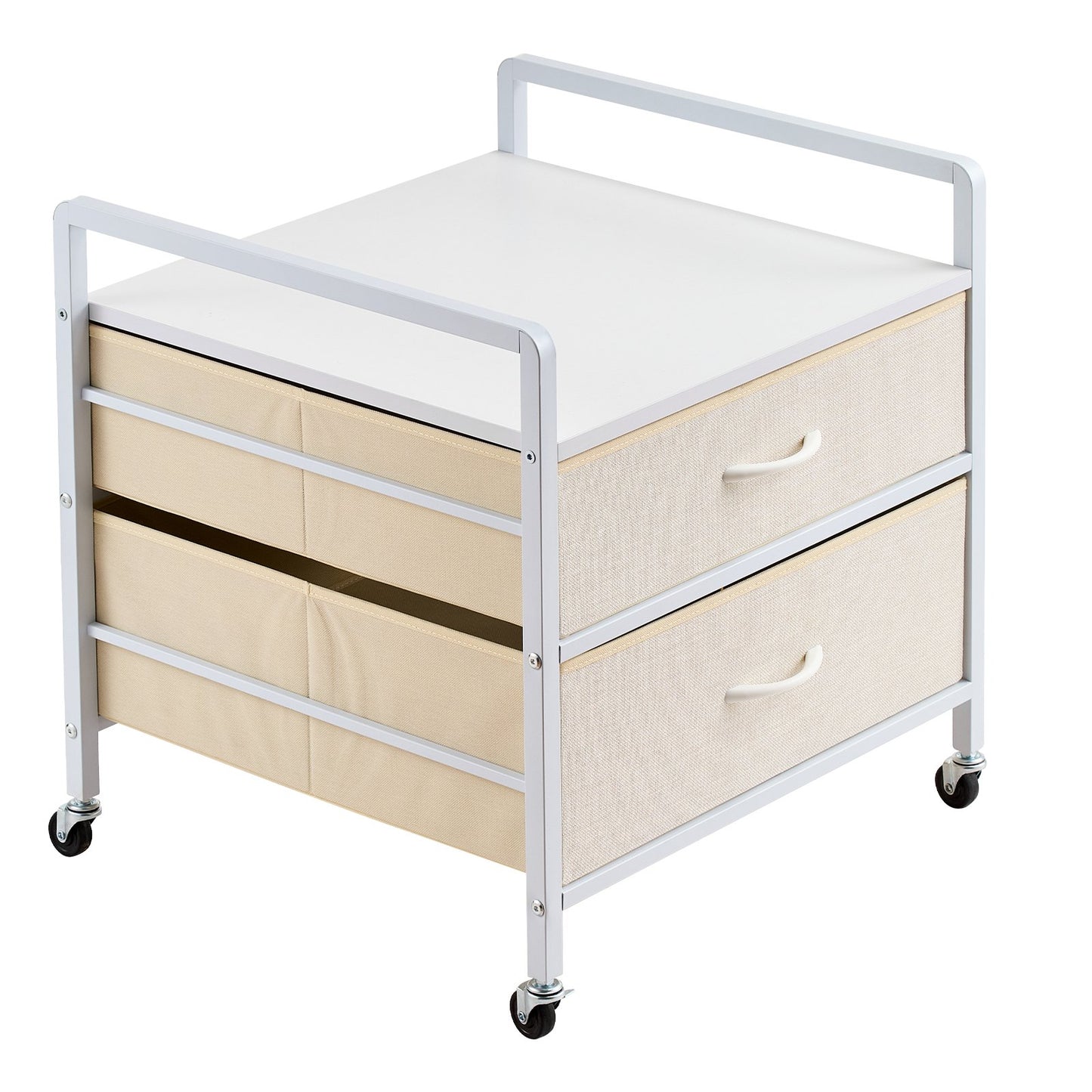 Mini-Kühlschrankständer mit Stauraum, 80 kg, Weiß, Mini-Kühlschranktisch, 2 Schubladen