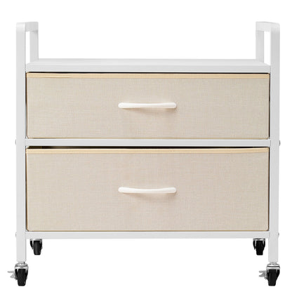 Mini-Kühlschrankständer mit Stauraum, 80 kg, Weiß, Mini-Kühlschranktisch, 2 Schubladen