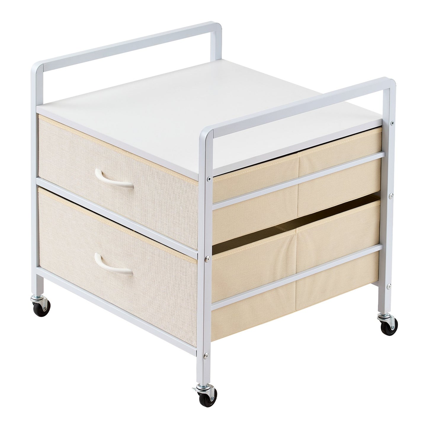 Mini-Kühlschrankständer mit Stauraum, 80 kg, Weiß, Mini-Kühlschranktisch, 2 Schubladen