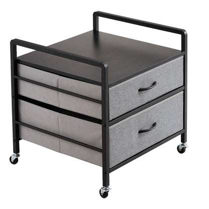 Mini-Kühlschrankständer mit Stauraum, 80 kg, Grau, Mini-Kühlschranktisch, 2 Schubladen