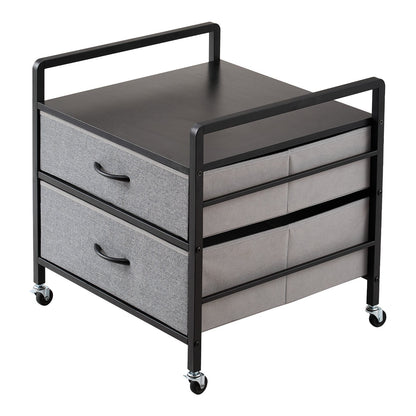 Mini-Kühlschrankständer mit Stauraum, 80 kg, Grau, Mini-Kühlschranktisch, 2 Schubladen