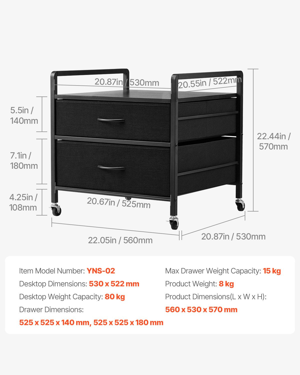 Mini Fridge Stand with Storage, 176 lb-Capacity Mini Fridge Table with 2 Drawers & 4 Swivel Wheels, Mobile Mini Fridge Shelf, Black Mini Fridge Organizer for Dorm, Apartment, Office, Bedroom