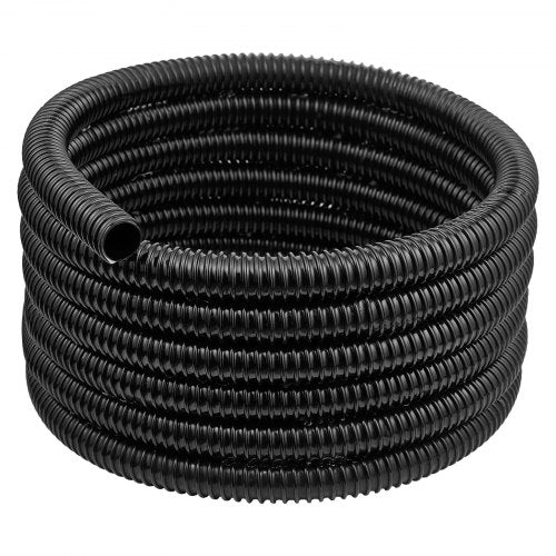 21 ft Corrugated Pond Tubing, 1 inch Inner Diameter, Flexible PVC Hose, Black Drain Pipe, Plastic Corrugated Water Tubing for Pond, Pump, Fountain, Garden, Swimming Pools, Filters, (1 pcs)