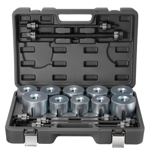 Pull and Press Sleeve Kit, 27 PCS, Steel Bush Removal Insertion Sleeve Tools with Carrying Case, Compatible with LCV and HGV Engines, for Removing and Installing Bushings, Bearings, and Seals