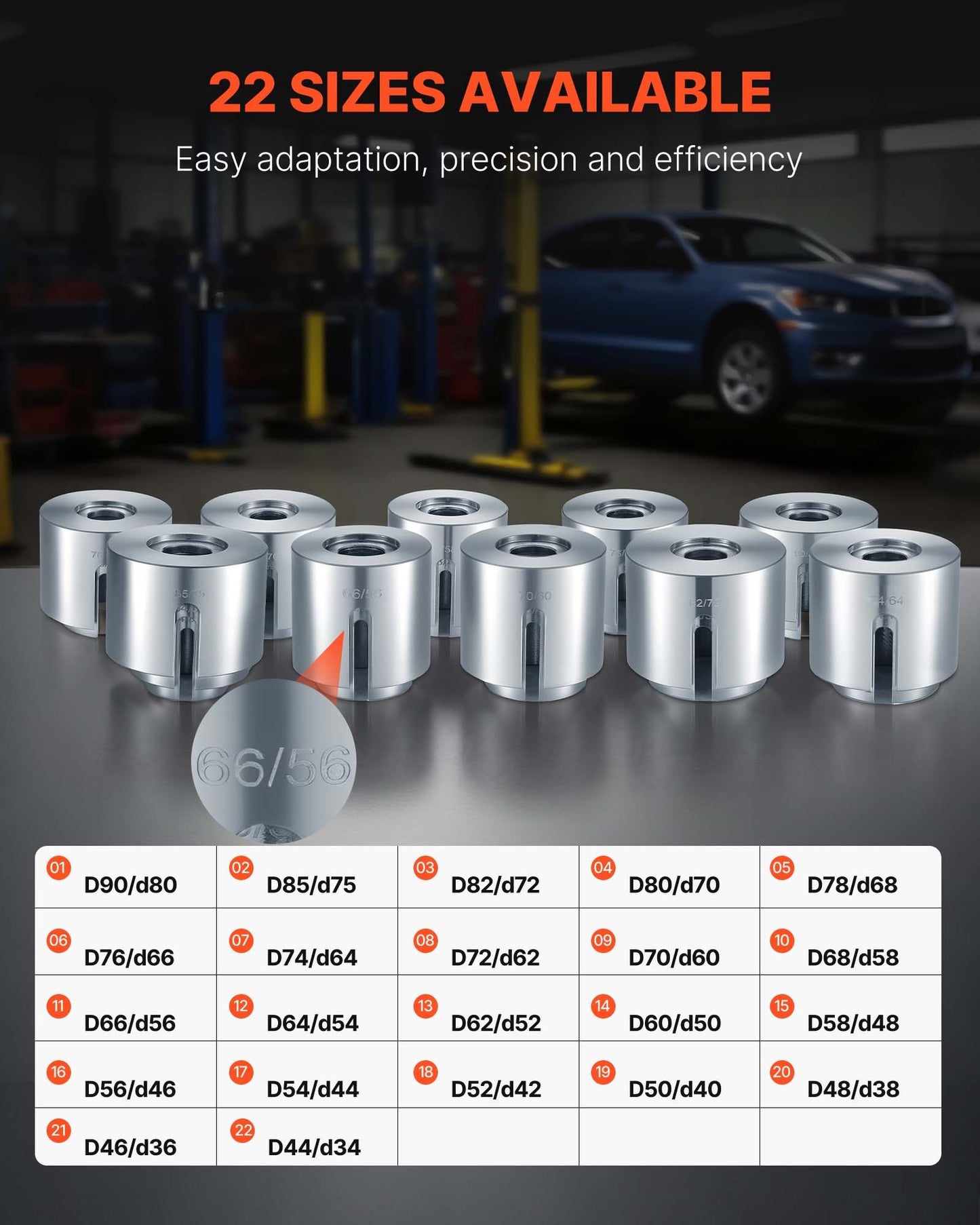 Pull and Press Sleeve Kit, 27 PCS, Steel Bush Removal Insertion Sleeve Tools with Carrying Case, Compatible with LCV and HGV Engines, for Removing and Installing Bushings, Bearings, and Seals