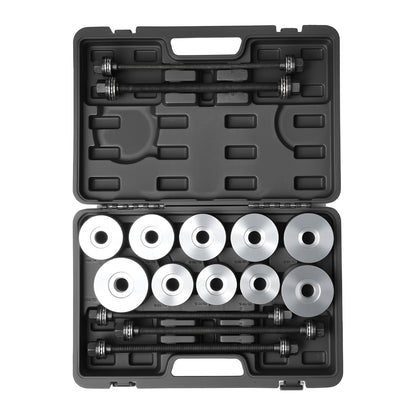 Pull and Press Sleeve Kit, 27 PCS, Steel Bush Removal Insertion Sleeve Tools with Carrying Case, Compatible with LCV and HGV Engines, for Removing and Installing Bushings, Bearings, and Seals