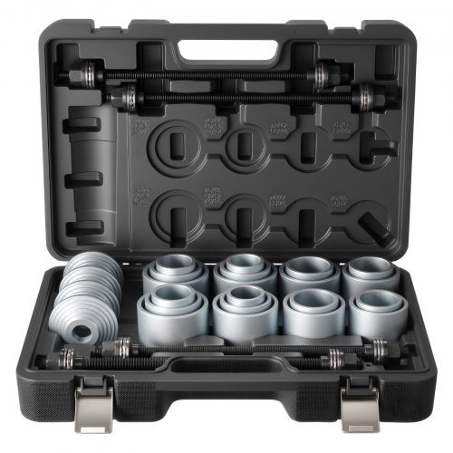 Pull and Press Sleeve Kit, 28 PCS, Steel Bush Removal Insertion Sleeve Tools with Carrying Case, Compatible with LCV and HGV Engines, for Removing and Installing Bushings, Bearings, and Seals