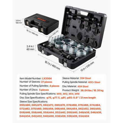 Pull and Press Sleeve Set Bushing Bearing Removal Insertion Tool Set 36 Pieces | EU