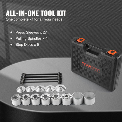 36 PCS Pull and Press Sleeve Kit, Steel Bush Bearing Removal and Installation Set, Bush Removal Insertion Sleeve Tools with Carrying Case, Multi-Vehicle Compatibility for LCV and HGV Engines