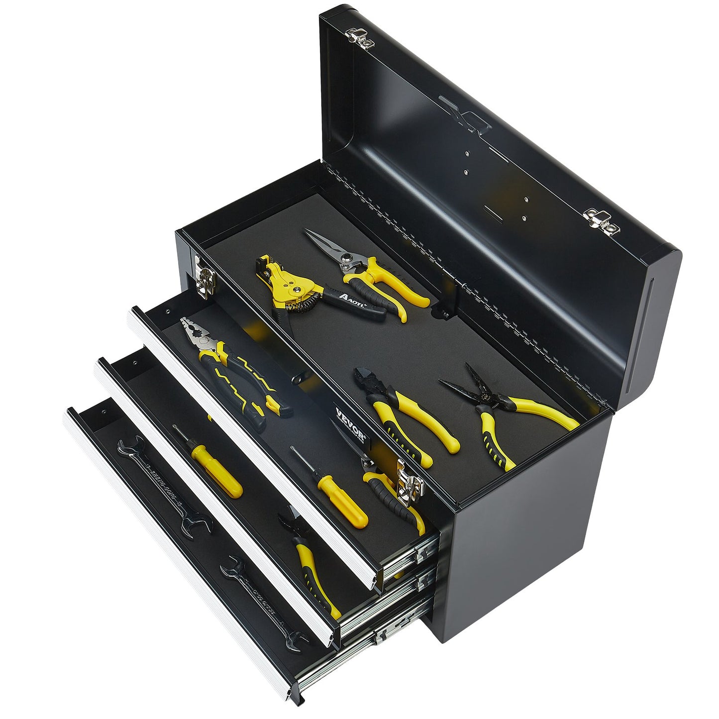 Werkzeugkasten, tragbarer 20,5-Zoll-Werkzeugkasten aus Metall mit 3 Schubladen, Werkzeug-Organizer