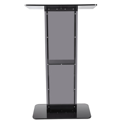Acryl-Podium, 47" hoch, Acryl-Podiumständer mit breiter Lesefläche und Ablagefläche, bodenstehende, klare Kanzeln aus Acryl für die Kirche, das Büro und die Schule, Schwarz