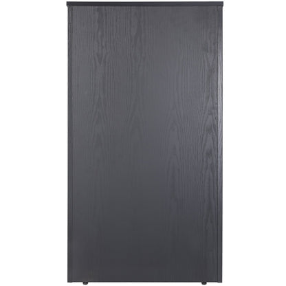 Rednerpultständer, 47 Zoll Hostessenständer mit 4 Rollen, Holzpodest mit Ablageflächen und schrägem Schreibtisch, Rednerpulte und Podien für Kirche, Büro, Schule, Zuhause, Schwarz