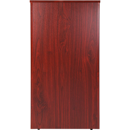 Podium Stand, 47 i Hostess Stand med 4 rullande hjul, Wood Podium med förvaringshyllor och snedställda skrivbord, talarstolar och podier för kyrka, kontor, skola, hem, brun