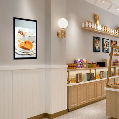 LED Poster Frame in Black, 24" x 36" Photo Frame, Sidewalk Sign for Advertising Display, Picture Aluminum Frame with Backlighting LED Light Box, Horizontal & Vertical Formats for Wall, Single