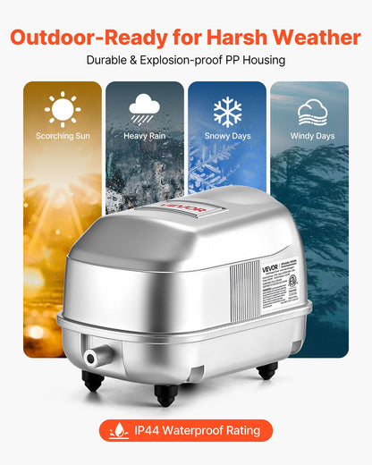 Linear Air Pump, 792.52 GPH Air Flow, Septic Aerator Pump, Aeration System for 8 ft Deep Ponds, Fit for Septic Tanks, Aquariums, Waste Treatment, Seafood Restaurants, Fish Farms, Hydroponics