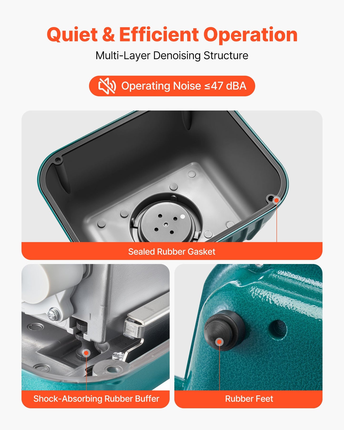 Linear Air Pump, 1110 GPH Air Flow, Septic Aerator Pump, Aeration System for 10 ft Deep Ponds, Fit for Septic Tanks, Aquariums, Waste Treatment, Seafood Restaurants, Fish Farms, Hydroponics