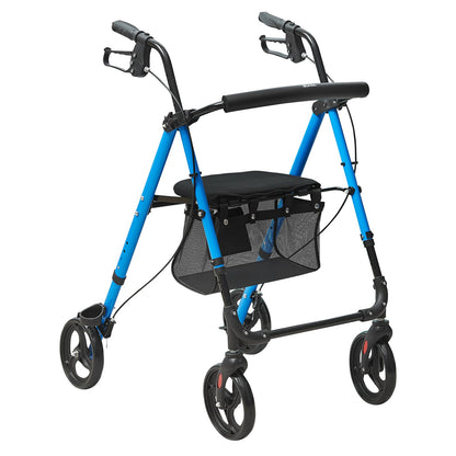 Rollator Walker für Senioren und Erwachsene, leichter, zusammenklappbarer Aluminiumrollstuhl mit verstellbarem Sitz und Griff, Rollator für den Außenbereich mit 8-Zoll-All-Terrain-Rädern, 300 Pfund Tragkraft