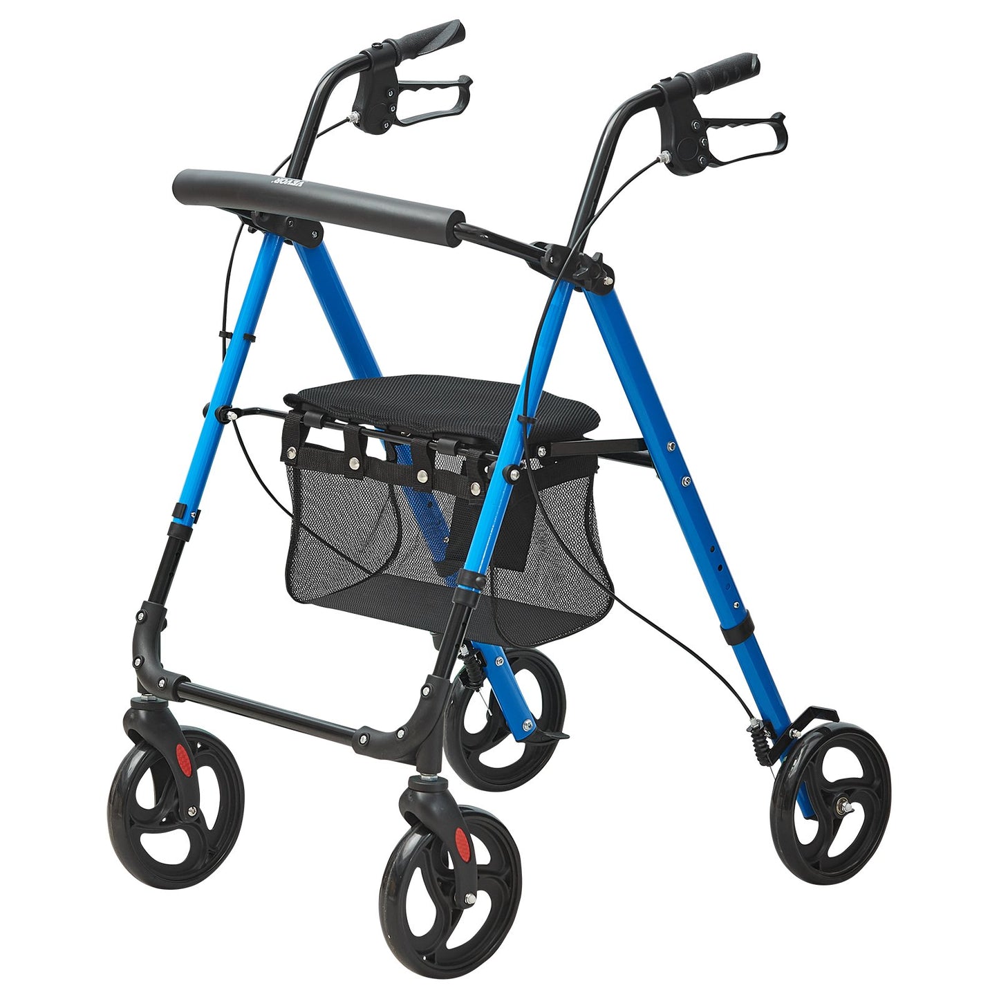 Rollator Walker für Senioren und Erwachsene, leichter, zusammenklappbarer Aluminiumrollstuhl mit verstellbarem Sitz und Griff, Rollator für den Außenbereich mit 8-Zoll-All-Terrain-Rädern, 300 Pfund Tragkraft