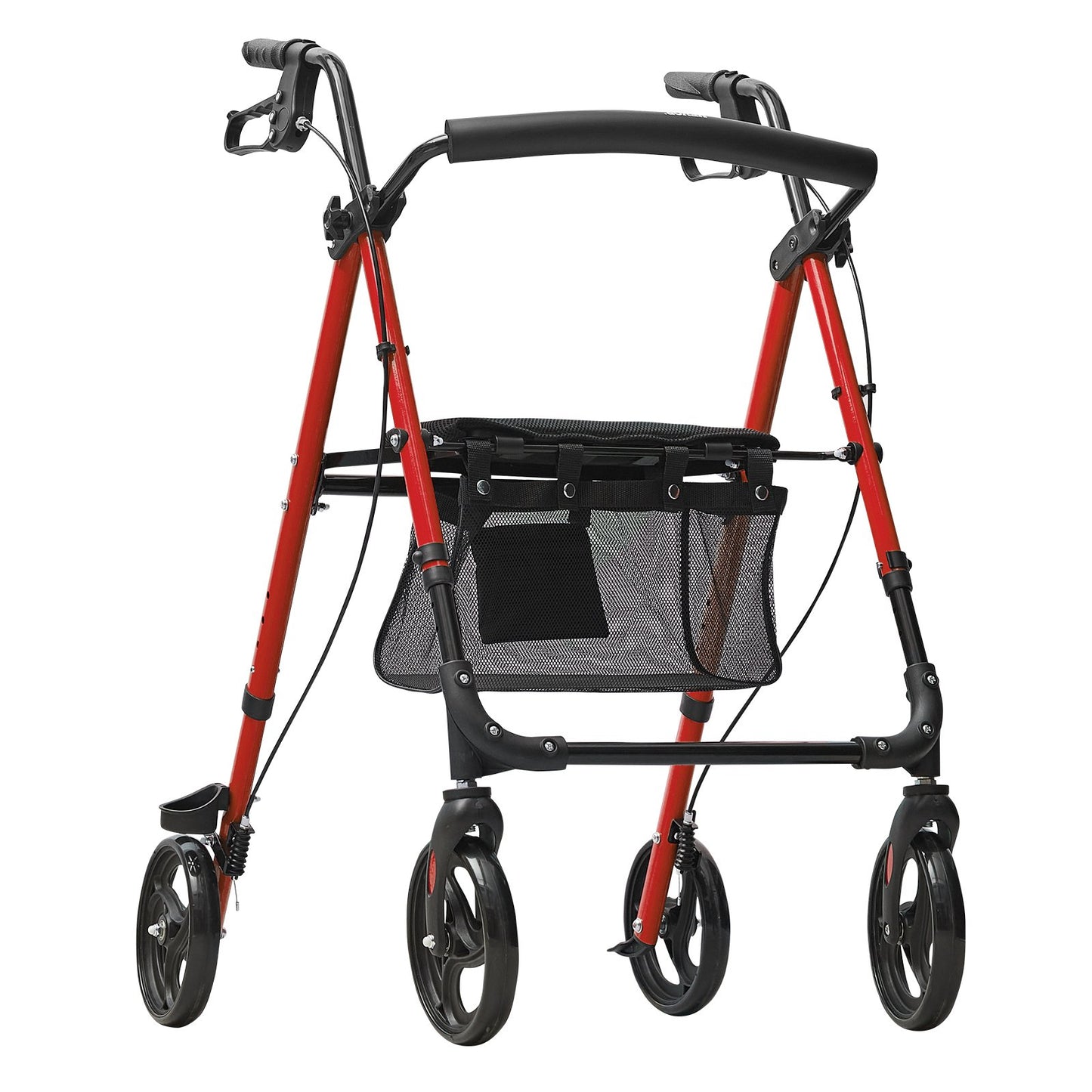 Rollator Walker för seniorer och vuxna, lätt fällbar rullstol i aluminium med justerbar sits och handtag, Rollator Rollator för utomhusbruk med 8" terränghjul, 300 LBS kapacitet