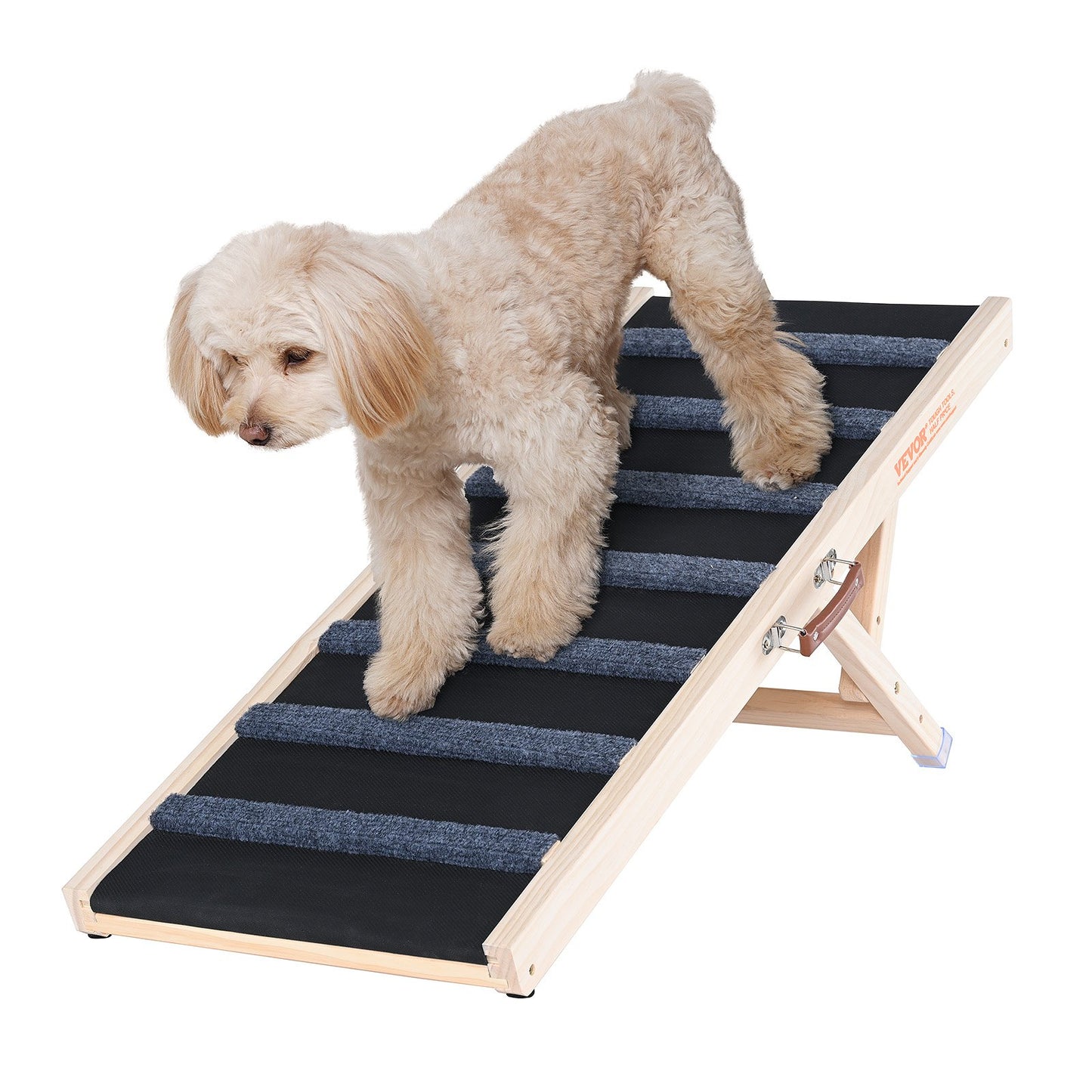Dog Ramp, Foldable Pet Ramp for Bed, Adjustable Dog Ramp for Small, Large, Old Dogs and Cats, Wooden Pet Ramp with 39.3" Long Ramp, Adjustable from 15" to 22", Suitable for Sofa, Couch, Car