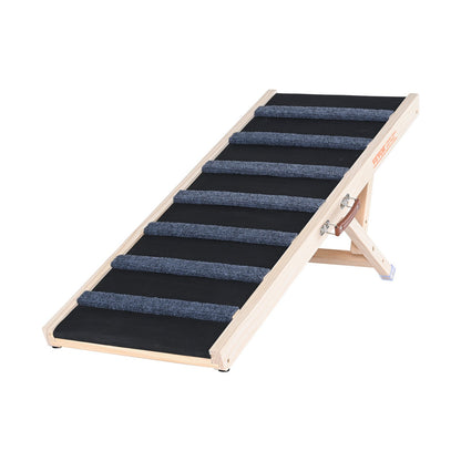 Dog Ramp, Foldable Pet Ramp for Bed, Adjustable Dog Ramp for Small, Large, Old Dogs and Cats, Wooden Pet Ramp with 39.3" Long Ramp, Adjustable from 15" to 22", Suitable for Sofa, Couch, Car