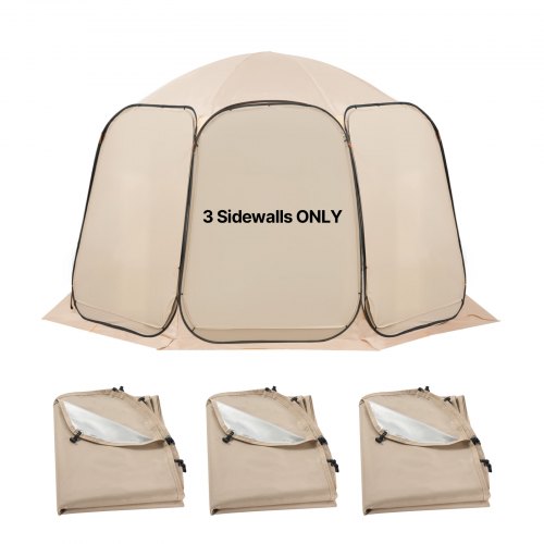 Sun Shade Sail Canopy Covers, Fit for 12 x 11 ft Screen House Tent, Sun Protection, 5.51 x 4.59 ft 300D Oxford Silver-Coated Fabric, Pack of 3 (Not Include Tent), for Outdoor Activities, Beige