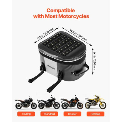 Motorcykel Baksätesväska, 28 L Motorcykel Baksätesväska med Vattentätt Tyg, Utomhussport Motorcykel Bagageförvaring Bagageväska med Fickor och Justerbart Spänne, Universal Passform Bakre Räcken, Svart |  EU