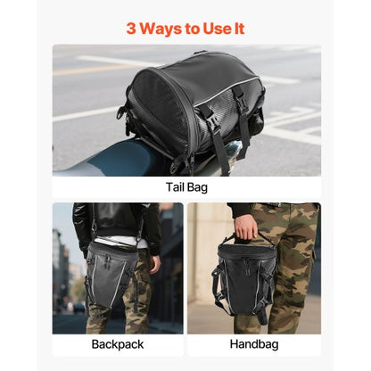 Motorcykel Baksätesväska, 10 L Motorcykel Baksätesväska med Vattentätt Regnskydd, Utomhussport Motorcykel Bagageförvaring Bagagehylla Ryggsäck Handväska med Axelrem och Innerficka, Svart |  EU