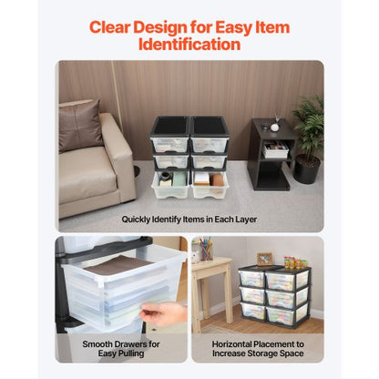 Plastförvaringslådor, 2-pack förvaringsorganisatör, 6 lådor garderobsorganisation och förvaringsavdelare, byråorganisatör genomskinliga lådor för kontorsmaterial, hantverksrum, klassrum och hem |  EU