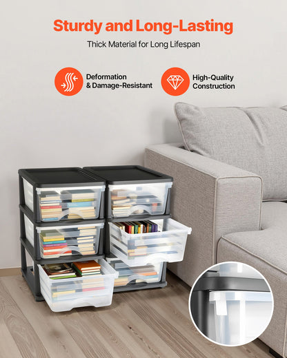 Plastic Storage Drawers, 2 Pack Storage Organizer Drawer, 6 Drawers Closet Organization and Storage Dividers, Dresser Organizer Clear Bins for Office Supplies, Craft Rooms, Classrooms and Home