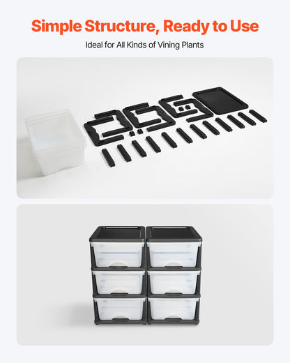 Plastic Storage Drawers, 2 Pack Storage Organizer Drawer, 6 Drawers Closet Organization and Storage Dividers, Dresser Organizer Clear Bins for Office Supplies, Craft Rooms, Classrooms and Home