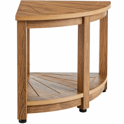 Hörnduschbänk, 18,5" Höjd 17,75" Radie, Faux Wood Grain Polystyrene, 350 LBS med förvaringshylla, Vattentät, Duschpall för In- och Utedusch, för Badrum, Vardagsrum