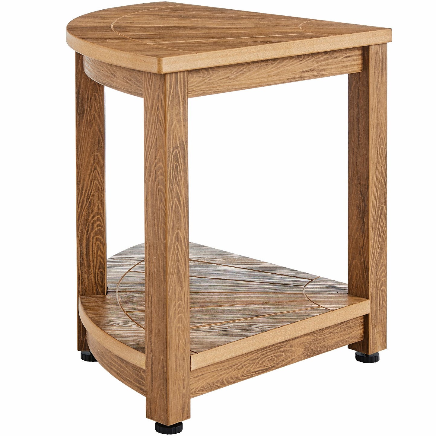 Hörnduschbänk, 18,5" Höjd 17,75" Radie, Faux Wood Grain Polystyrene, 350 LBS med förvaringshylla, Vattentät, Duschpall för In- och Utedusch, för Badrum, Vardagsrum