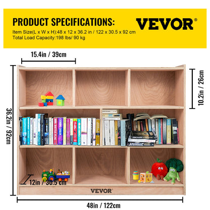 Classroom Storage Cabinet Plywood 8-Section Preschool Storage Shelves 36 Inch High Classroom Cabinet Storage with Casters
