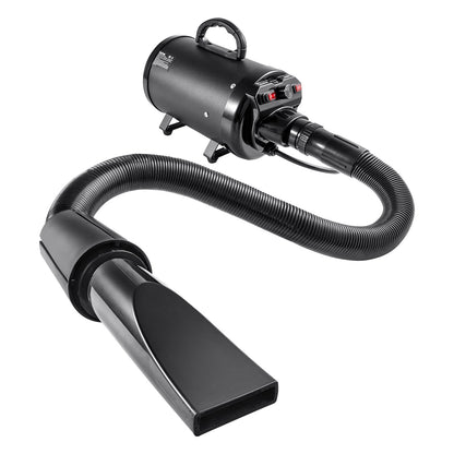 Dog Dryer, 2000W/2.7HP Dog Hair Dryer, Pet Grooming Dryer with Adjustable Speed and Temperature Control, Pet Hair Dryer with 4 Nozzles and Extendable Hose, Black