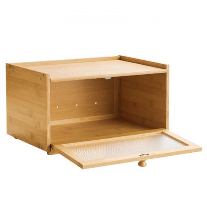 Bread Box for Kitchen Counter Large Capacity Bamboo Storage Container