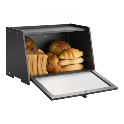 Bread Box for Kitchen Counter Large Capacity Bamboo Storage Container
